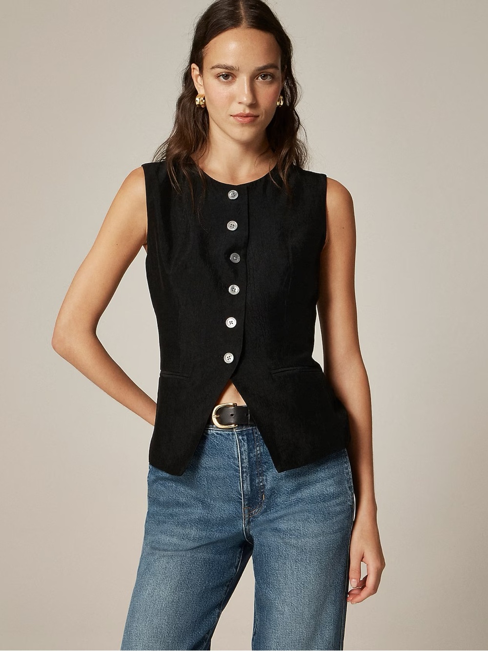 J.Crew Essential cutaway vest top in textured satin CN516
